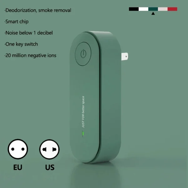 Nouveau purificateur d'air Portable Anion Purification de l'air désodorisant ioniseur nettoyant poussière épilateur de fumée de Cigarette toilette désodor pour animaux de compagnie – Image 4